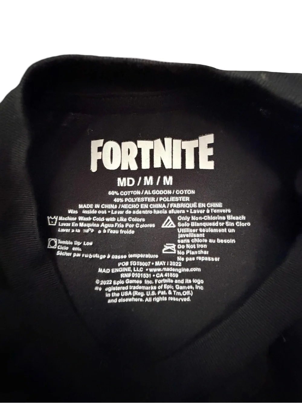 MAD Engine Kids Black Long Sleeve Fortnite Graphic Tee with Multicolor Logo